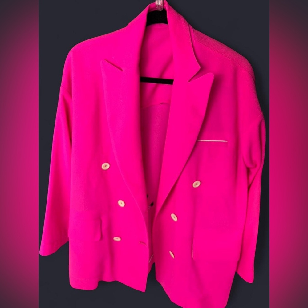 Vibrant Pink Double-Breasted Blazer